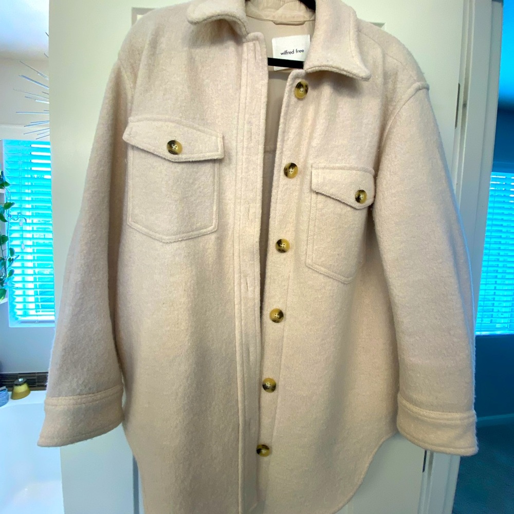 Cream color shacket.